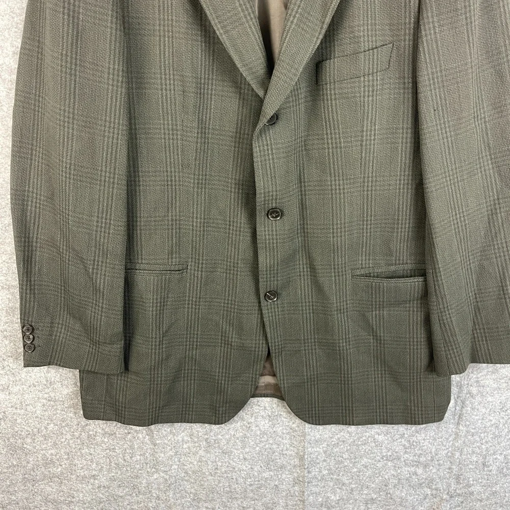 VTG Hugo Boss Blazer Sport Coat Mens 46R Gray Windowpane 3 Button Germany FLAWS